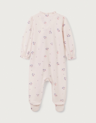 Organic Cotton Hattie Floral Frill Wrap Sleepsuit (0–24mths)