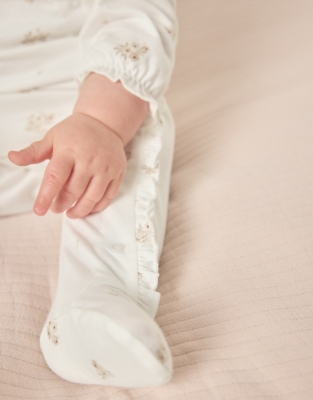 Organic Cotton Hattie Floral Frill Wrap Sleepsuit (0–9mths)