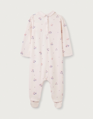 Organic Cotton Hattie Floral Smocked Collar Sleepsuit (0–24mths)