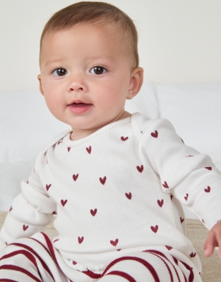 Organic Cotton Heart & Stripe Pyjamas (0–24mths)