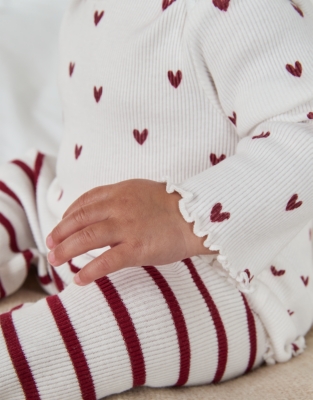 Organic Cotton Heart & Stripe Pyjamas (0–24mths)