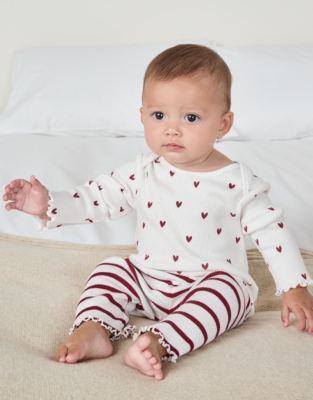 Organic Cotton Heart & Stripe Pyjamas (0–24mths)