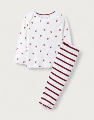Organic Cotton Heart & Stripe Pyjamas (0–24mths)