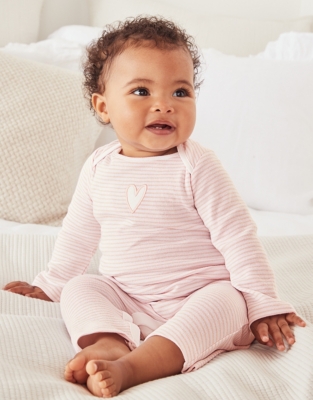 Organic Cotton Heart Appliqué Sleepsuit (09mths) Baby Sleepwear
