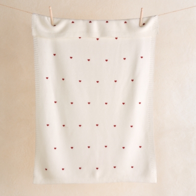 Organic Cotton Heart Embroidered Blanket