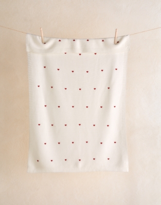 Organic Cotton Heart Embroidered Blanket