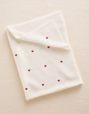 Organic Cotton Heart Embroidered Blanket