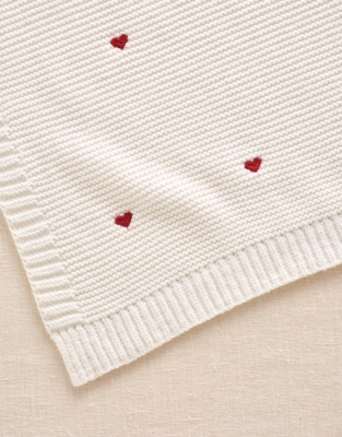 Organic Cotton Heart Embroidered Blanket