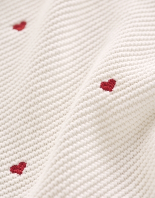 Organic Cotton Heart Embroidered Blanket