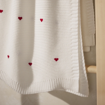 Organic Cotton Heart Embroidered Blanket