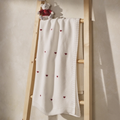 Organic Cotton Heart Embroidered Blanket