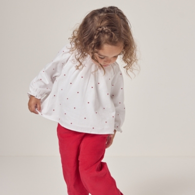 Organic Cotton Heart Embroidered Blouse & Pants Set (0–18mths)