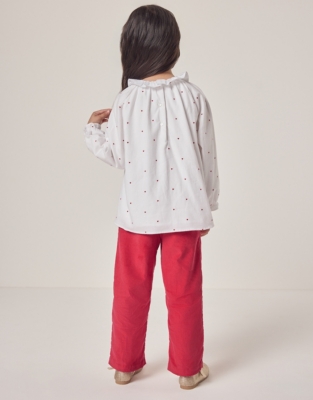 Organic Cotton Heart Embroidered Blouse & Pants Set (18mths–6yrs)