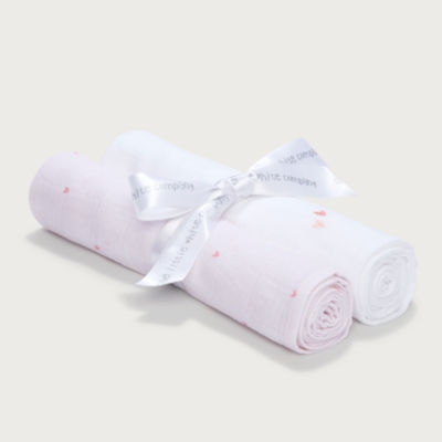 Organic Cotton Heart Embroidered Muslins – Set of 2