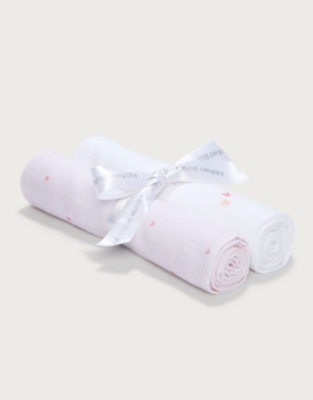 Organic Cotton Heart Embroidered Muslins – Set of 2