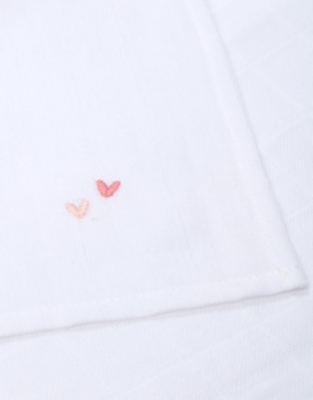 Organic Cotton Heart Embroidered Muslins – Set of 2