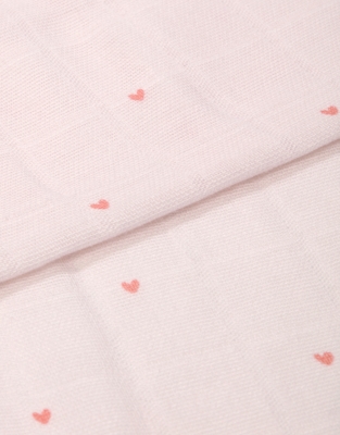 Organic Cotton Heart Embroidered Muslins – Set of 2