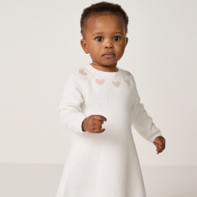 Organic Cotton Heart Knitted Dress (0–4yrs)