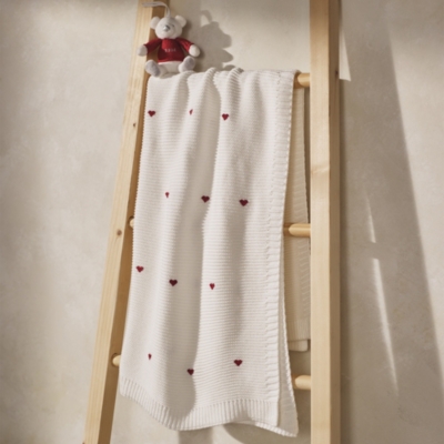 Organic Cotton Heart Pointelle Blanket