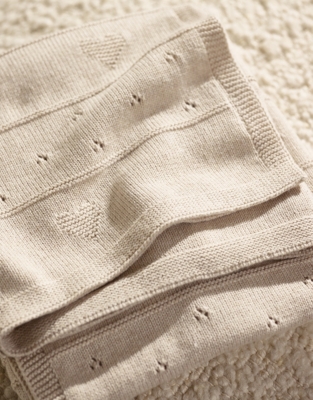Organic Cotton Heart Pointelle Blanket
