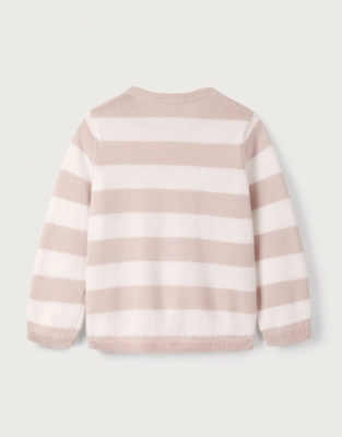 Organic Cotton Heart Pointelle Stripe Jumper (0–18mths)