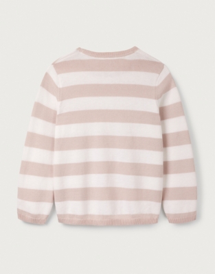 Organic Cotton Heart Pointelle Stripe Jumper (18mths–6yrs)