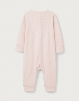 Organic Cotton Heart Pointelle Zip Sleepsuit (0–24mths)