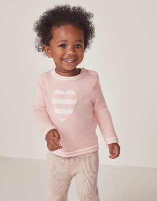 Organic Cotton Heart Stripe Sweater (0–18mths)