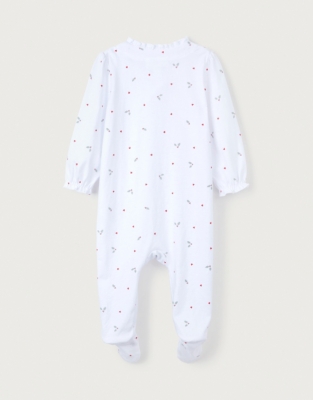 Organic Cotton Hearts & Holly Frill Wrap Sleepsuit | Baby Sleepsuits ...