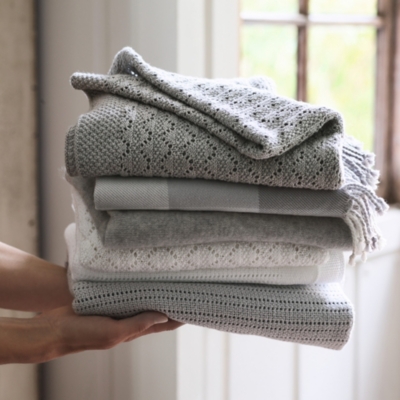 Organic Cotton Heirloom Gray Baby Blanket