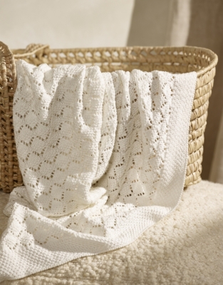 Organic Cotton Heirloom White Baby Blanket