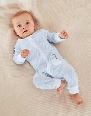 Organic Cotton Hello Penguin Stripe Zip Sleepsuit (0–24mths) | Baby ...