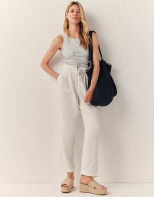 Organic Cotton Herringbone Tapered Pants