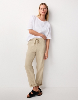 Organic Cotton Herringbone Tapered Pants
