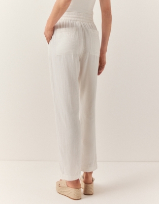 Organic Cotton Herringbone Tapered Trousers