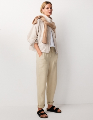 Organic Cotton Herringbone Tapered Trousers