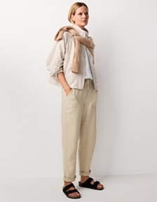 Organic Cotton Herringbone Tapered Trousers