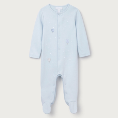 Organic Cotton Hot Air Balloon Embroidered Sleepsuit (0–24mths)