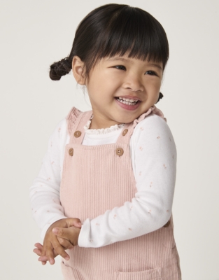 Organic Cotton Ines Floral Top & Cord Dungarees Set (0–4yrs)