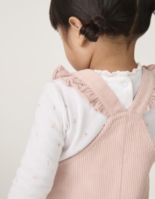 Organic Cotton Ines Floral Top & Cord Dungarees Set (0–4yrs)