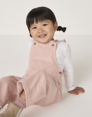 Organic Cotton Ines Floral Top & Cord Dungarees Set (0–4yrs)