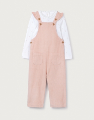 Organic Cotton Ines Floral Top & Cord Dungarees Set (0–4yrs)