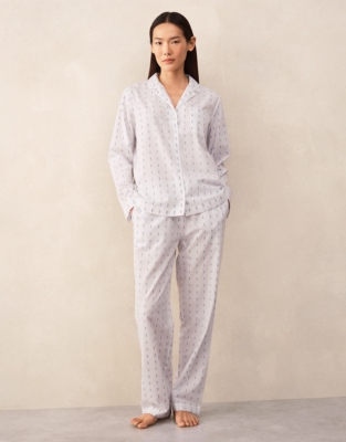 Organic Cotton Jacquard Detail Classic Pyjama Set