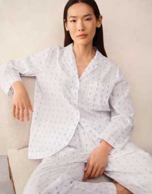Organic Cotton Jacquard Detail Classic Pyjama Set