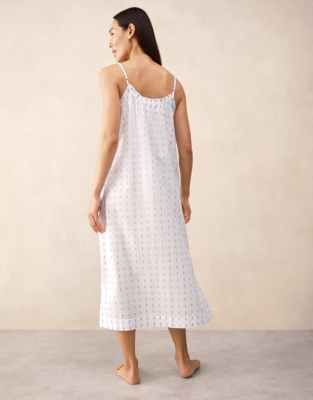 Organic Cotton Jacquard Detail Midi Nightie