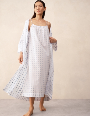 Organic Cotton Jacquard Detail Midi Nightie