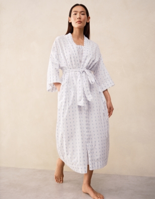 Organic Cotton Jacquard Detail Midi Robe