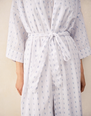 Organic Cotton Jacquard Detail Midi Robe