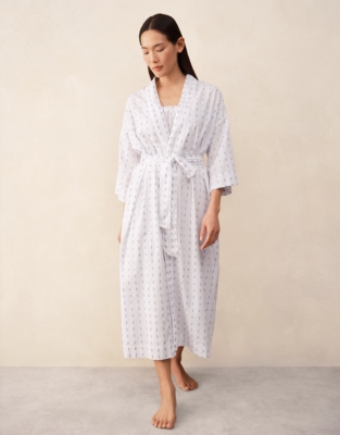 Organic Cotton Jacquard Detail Midi Robe