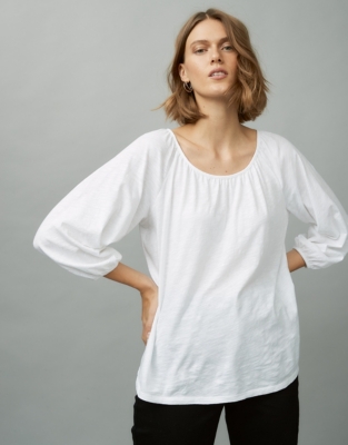 Organic Cotton Jersey Boho Top | Tops & T-Shirts | The White Company UK